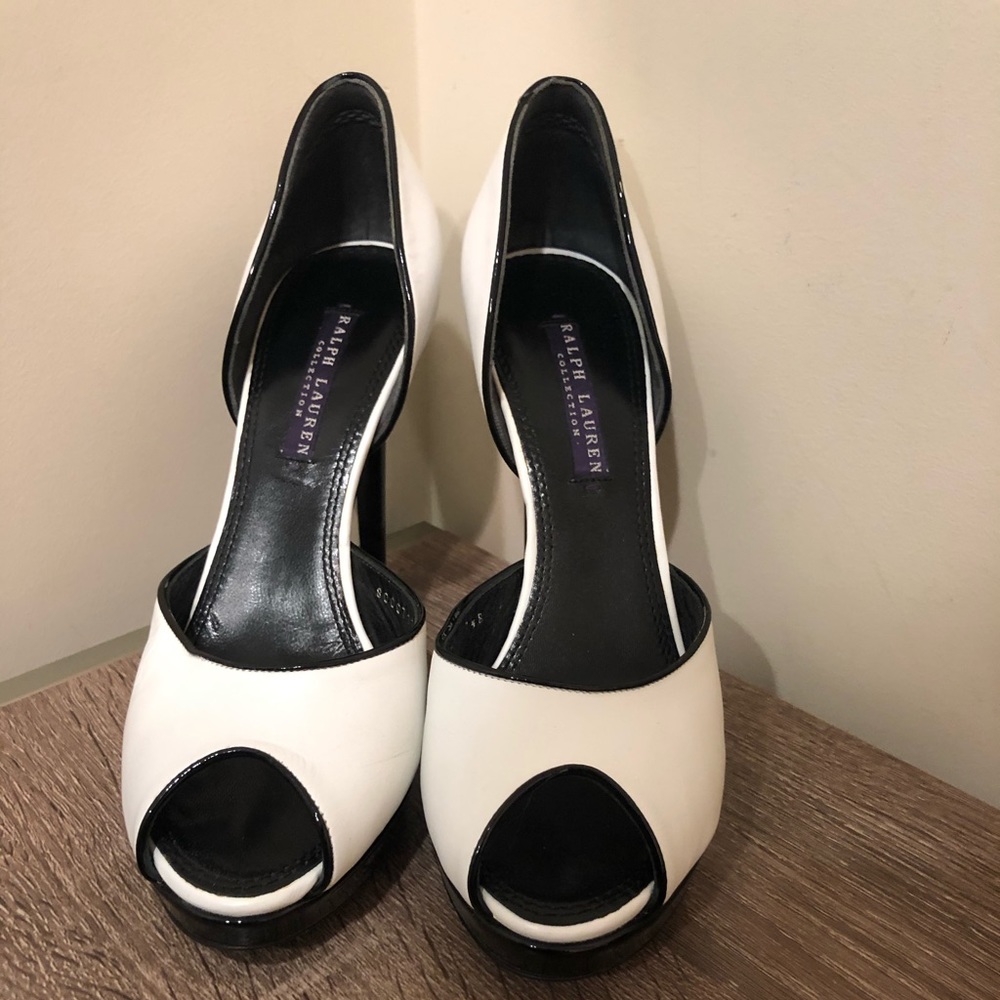 Ralph Lauren white and black high heels